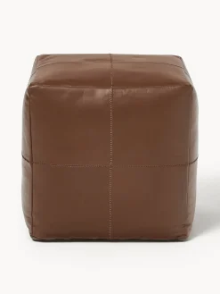 Pouf in pelle fatto a mano Raven