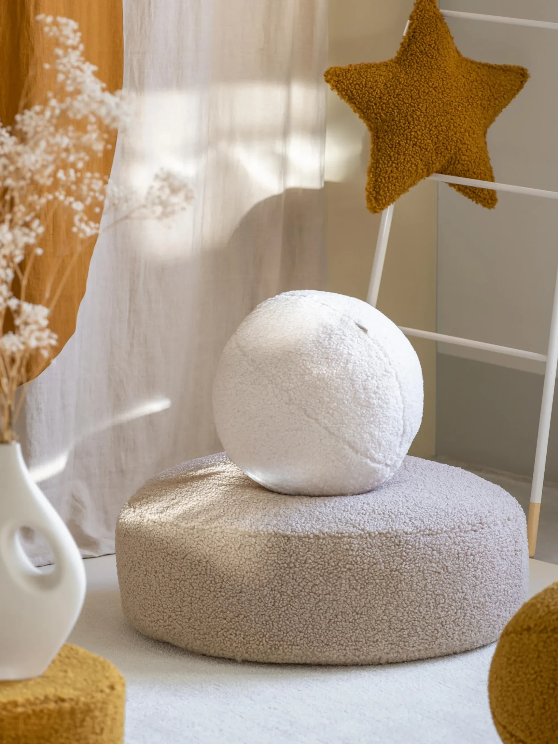Pouf per bambini in teddy Sugar Ø 65 cm