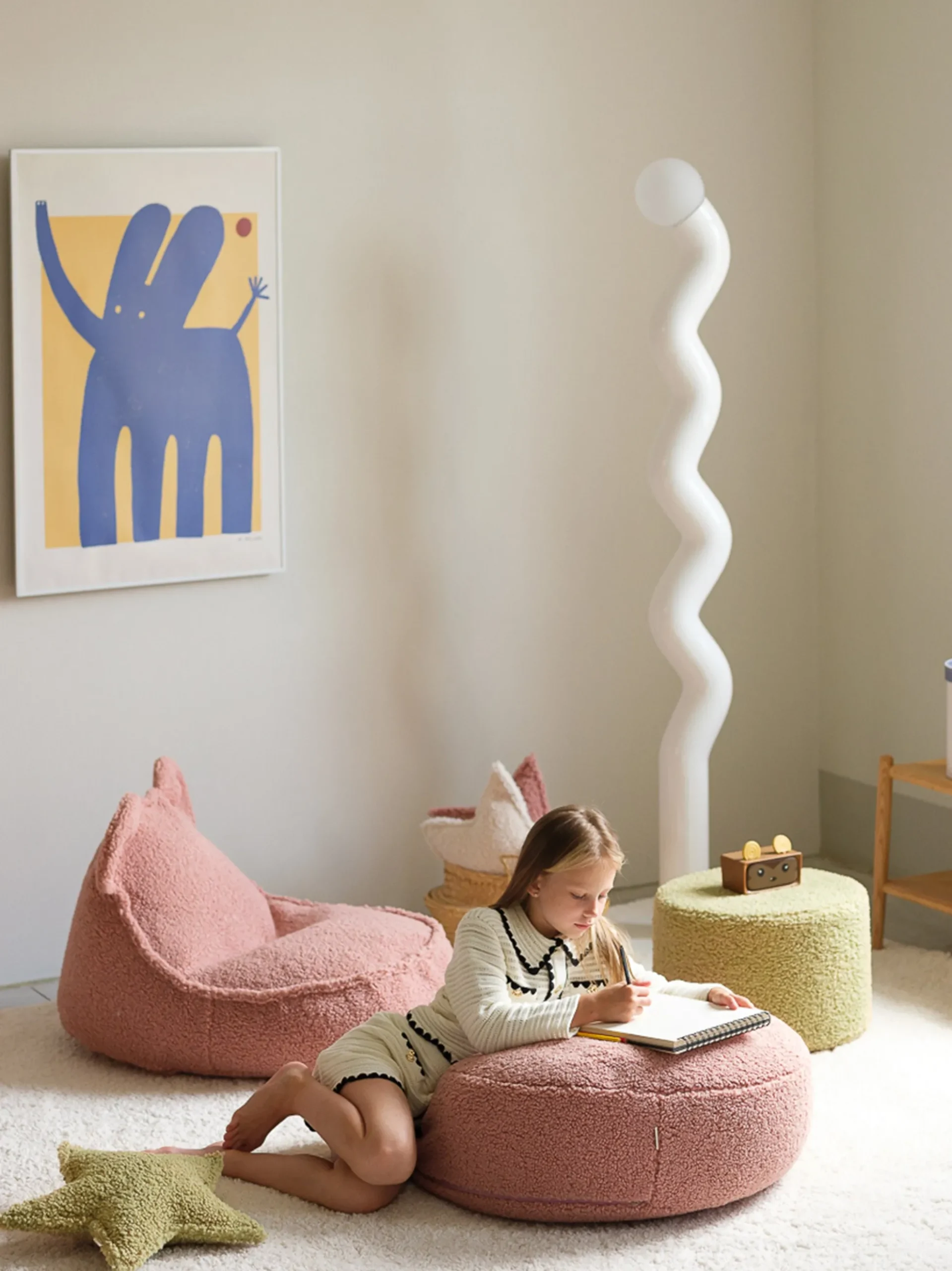 Pouf per bambini in teddy Sugar Ø 65 cm