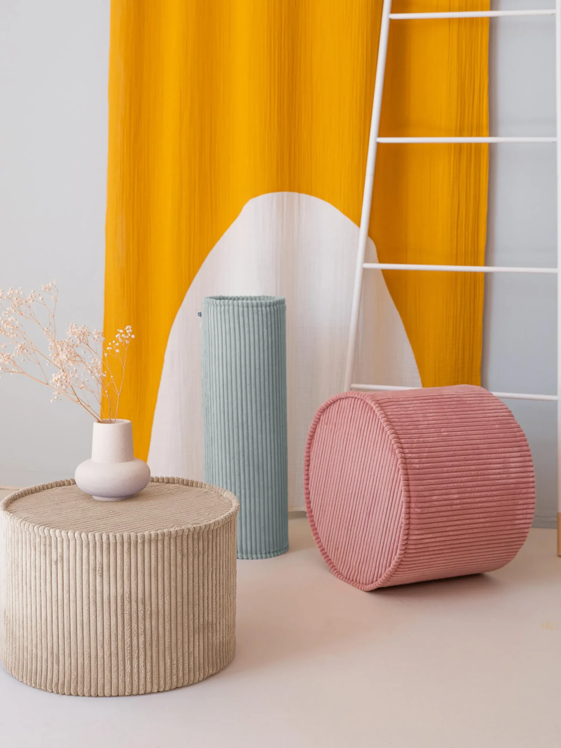 Pouf per bambini in velluto a coste Sugar Ø 40 cm