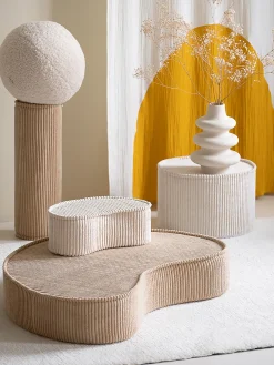 Pouf per bambini in velluto a coste Sugar Ø 40 cm
