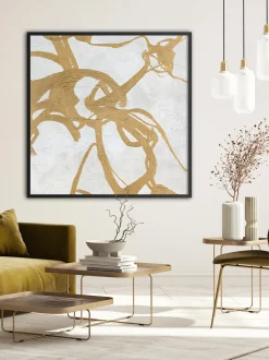 Quadero su tela dipinto a mano con cornice in legno Goldplay