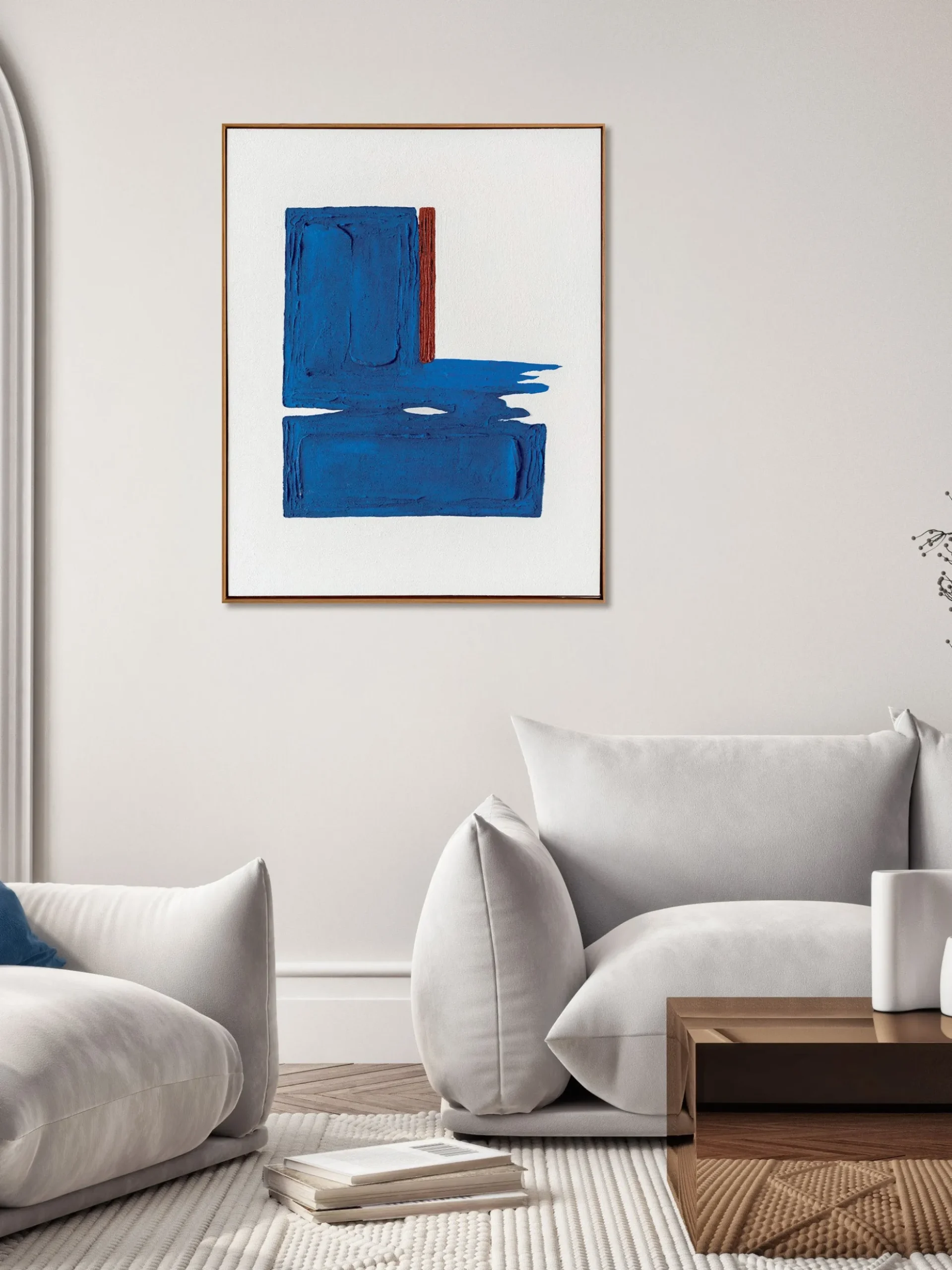 Quadro dipinto a mano con cornice in legno Snorkel Blue