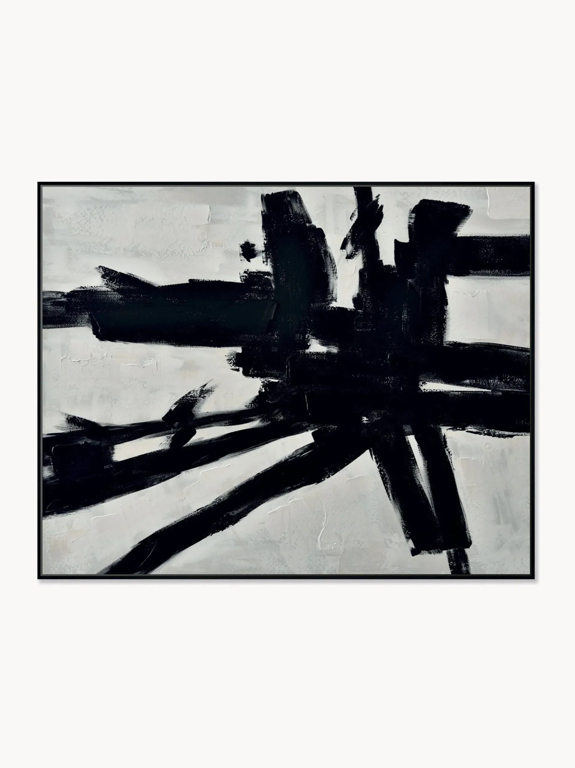 Quadro dipinto a mano con cornice in legno Omaggio A Kline