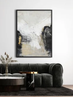 Quadro dipinto a mano con cornice in legno White Noir