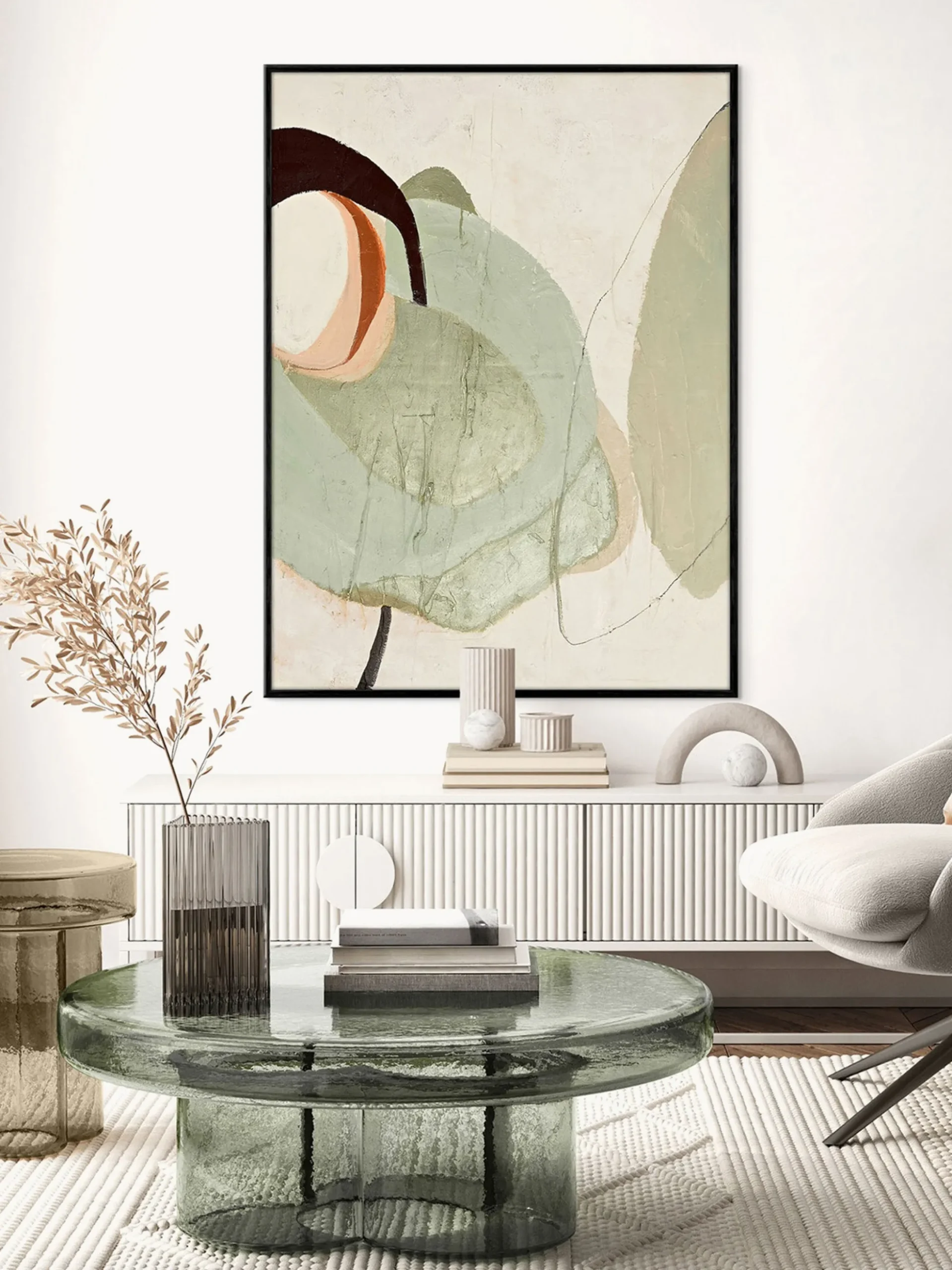 Quadro su tela incorniciato dipinto a mano Moon Rock