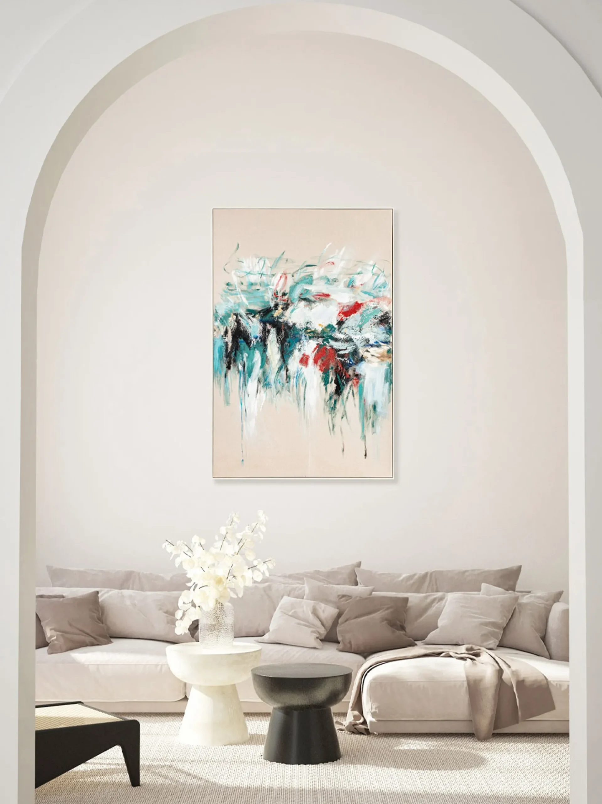 Quadro dipinto a mano con cornice in legno Hurricane