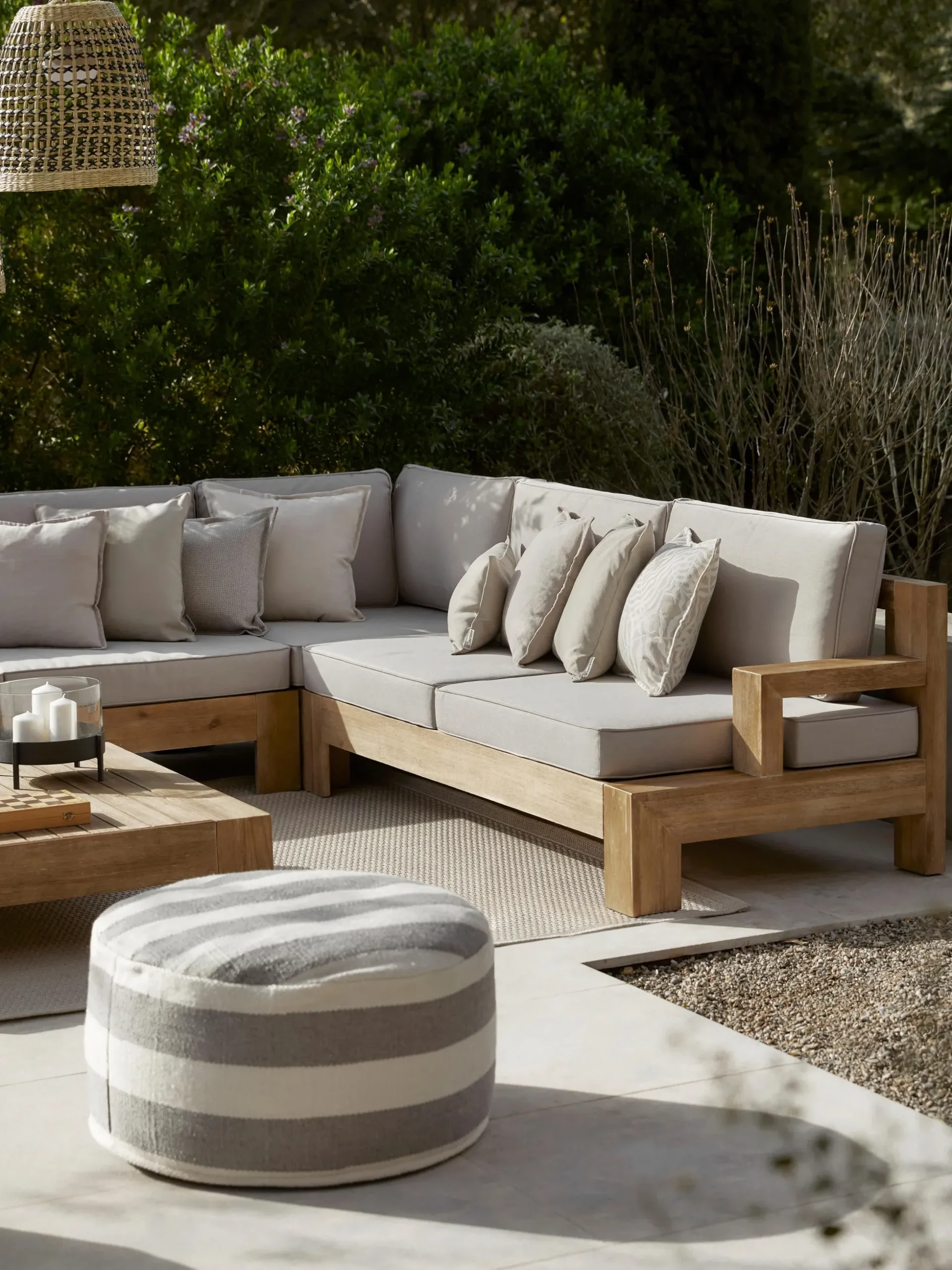 Salotto da giardino componibile in legno di acacia Joshua 4 pz