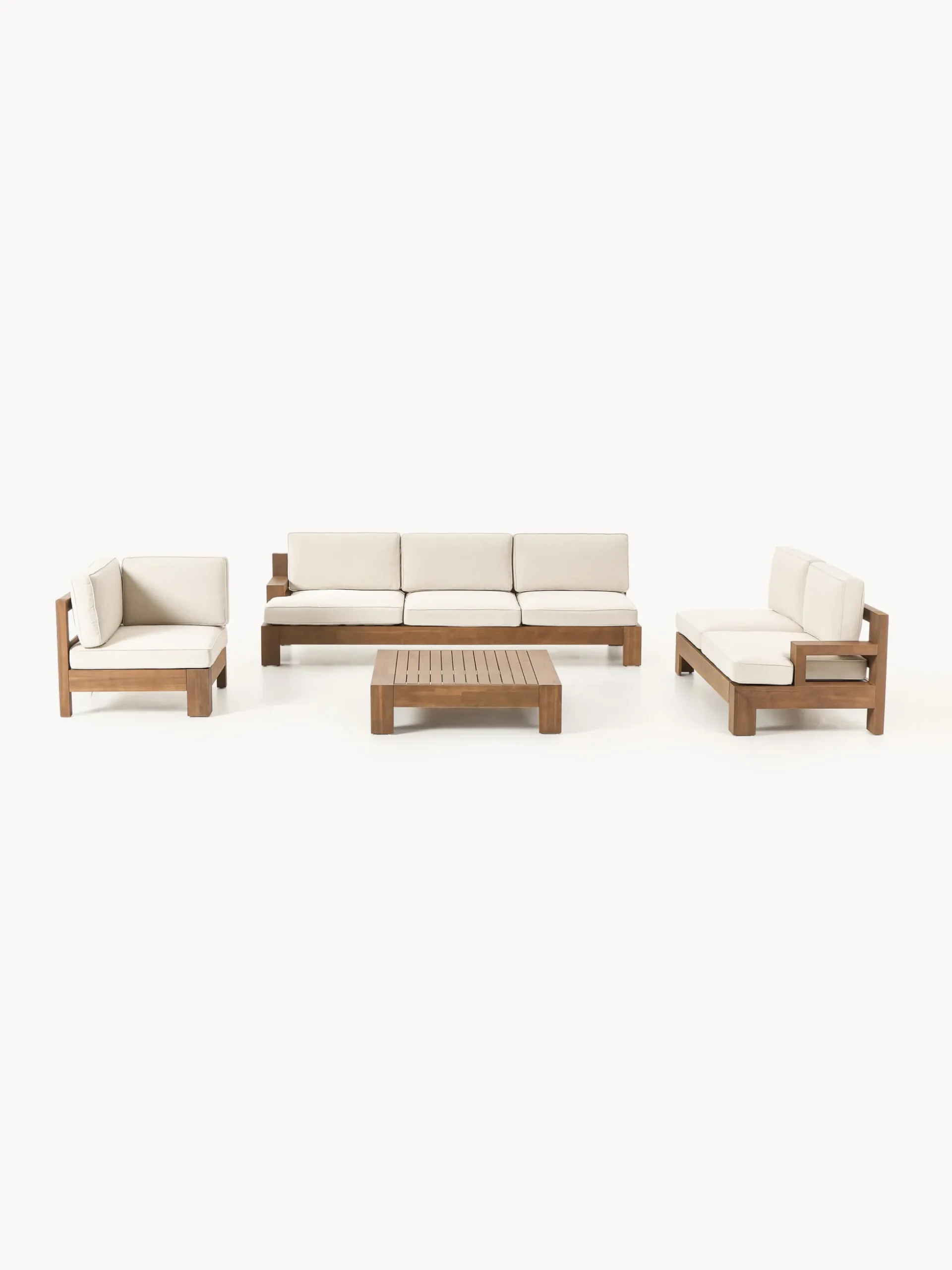 Salotto da giardino componibile in legno di acacia Joshua 4 pz