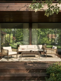 Salotto da giardino in legno di acacia Travis, set da 4