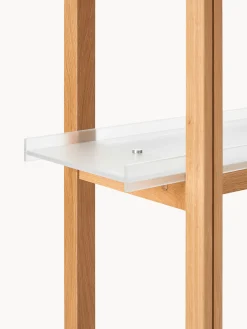 Scaffale grande in legno di quercia con ripiani in vetro Alex