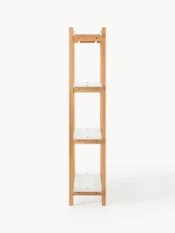 Scaffale grande in legno di quercia con ripiani in vetro Alex