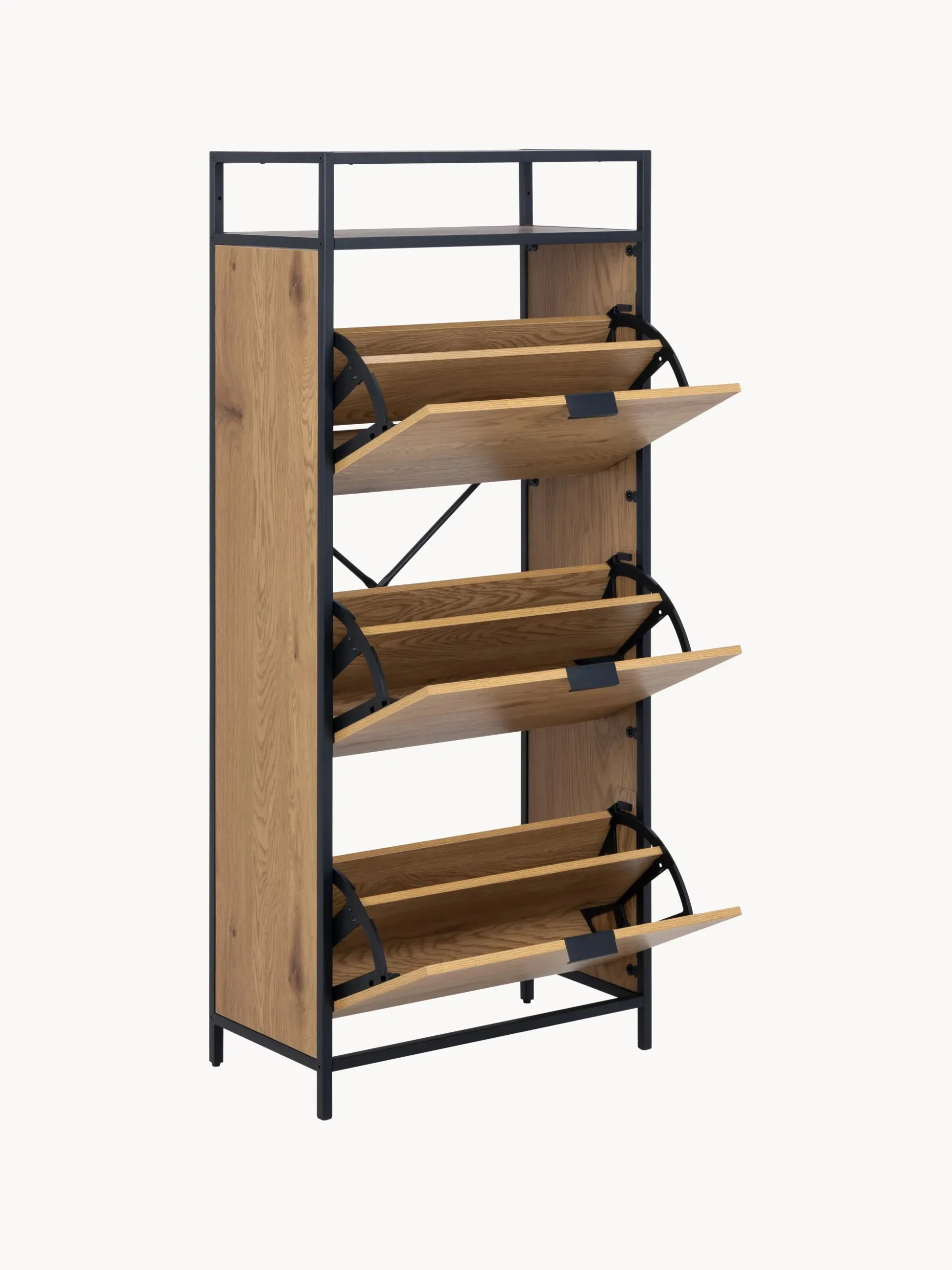 Scarpiera in legno con scomparti pieghevoli Seaford