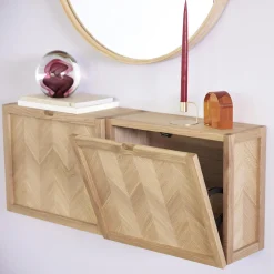 Scarpiera da parete a spina di pesce in legno di quercia Herringbone