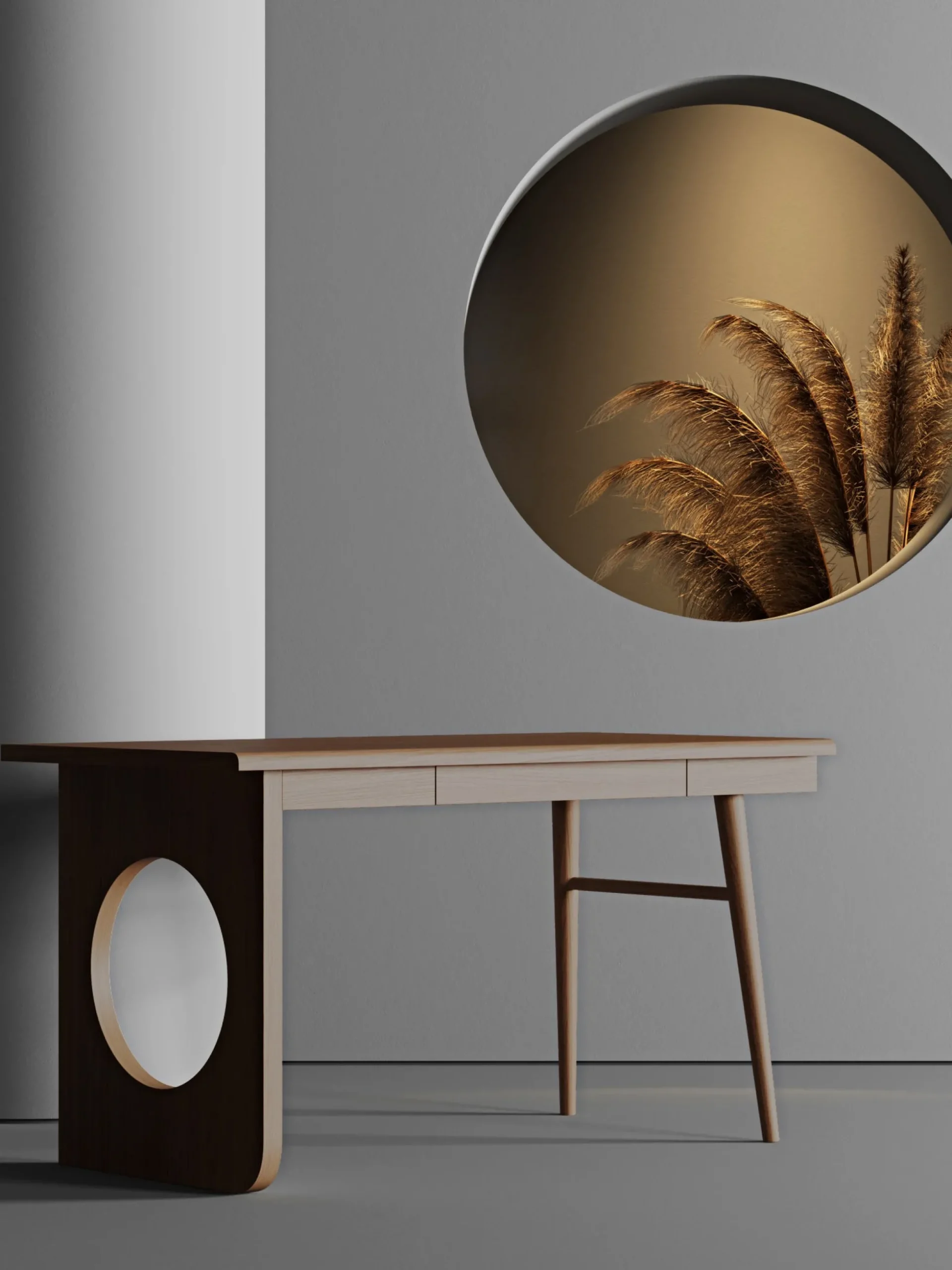 Scrivania in legno con cassetto Bau