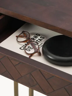 Scrivania in legno di mango con motivo spina di pesce Luca