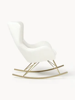 Sedia a dondolo in teddy con gambe in metallo Wing