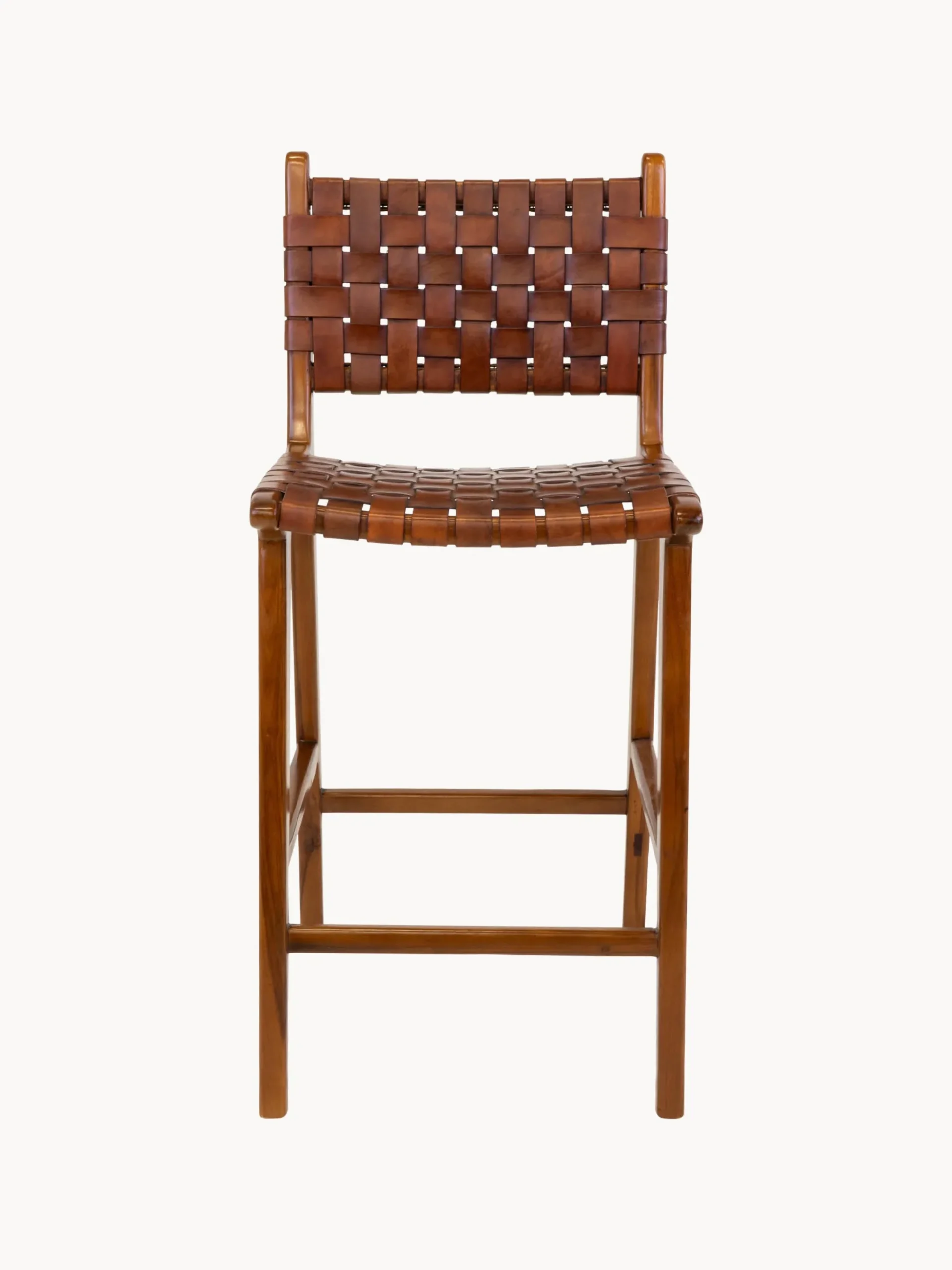 Sedia alta intrecciata in legno di teak Perugia
