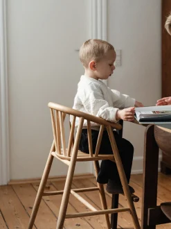 Sedia alta per bambini in legno di quercia fatta a mano Saga