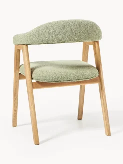 Sedia con braccioli con rivestimento bouclé Nik