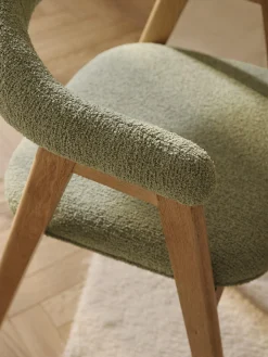 Sedia con braccioli con rivestimento bouclé Nik