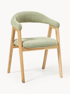 Sedia con braccioli con rivestimento bouclé Nik