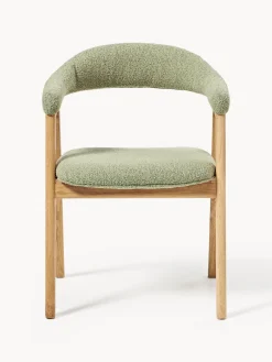 Sedia con braccioli con rivestimento bouclé Nik