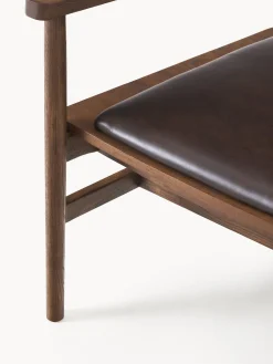 Sedia con braccioli in legno di frassino e seduta in pelle Hayo