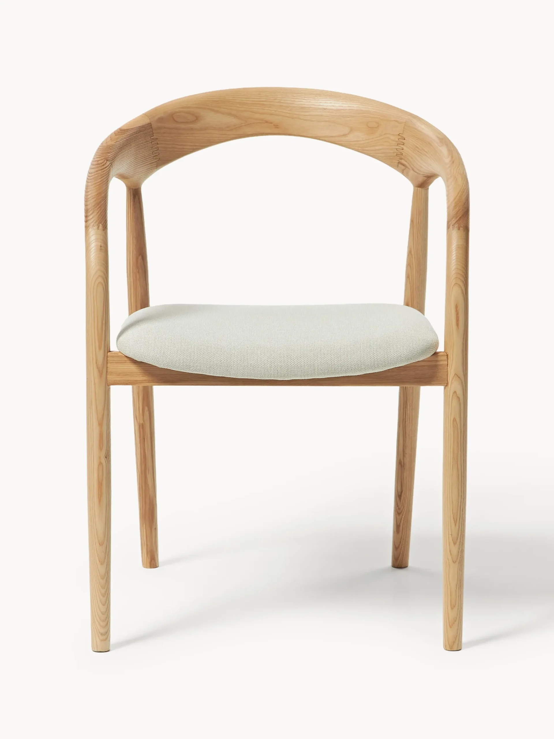 Sedia con braccioli in legno di frassino con cuscino seduta Camille