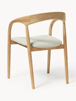 Sedia con braccioli in legno di frassino con cuscino seduta Camille
