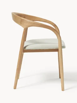 Sedia con braccioli in legno di frassino con cuscino seduta Camille