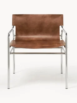 Sedia con braccioli in pelle Dion