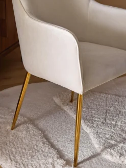 Sedia con braccioli in velluto Ava