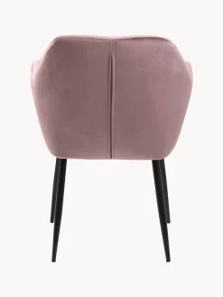 Sedia con braccioli in velluto e gambe in metallo Emilia