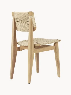 Sedia da giardino in legno di teak con seduta e schienale intrecciati C-Chair