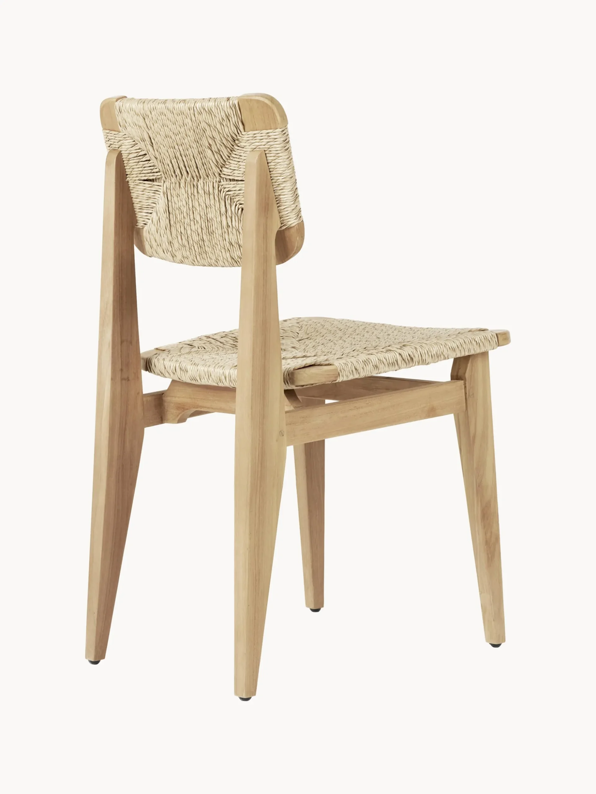 Sedia da giardino in legno di teak con seduta e schienale intrecciati C-Chair
