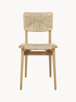 Sedia da giardino in legno di teak con seduta e schienale intrecciati C-Chair