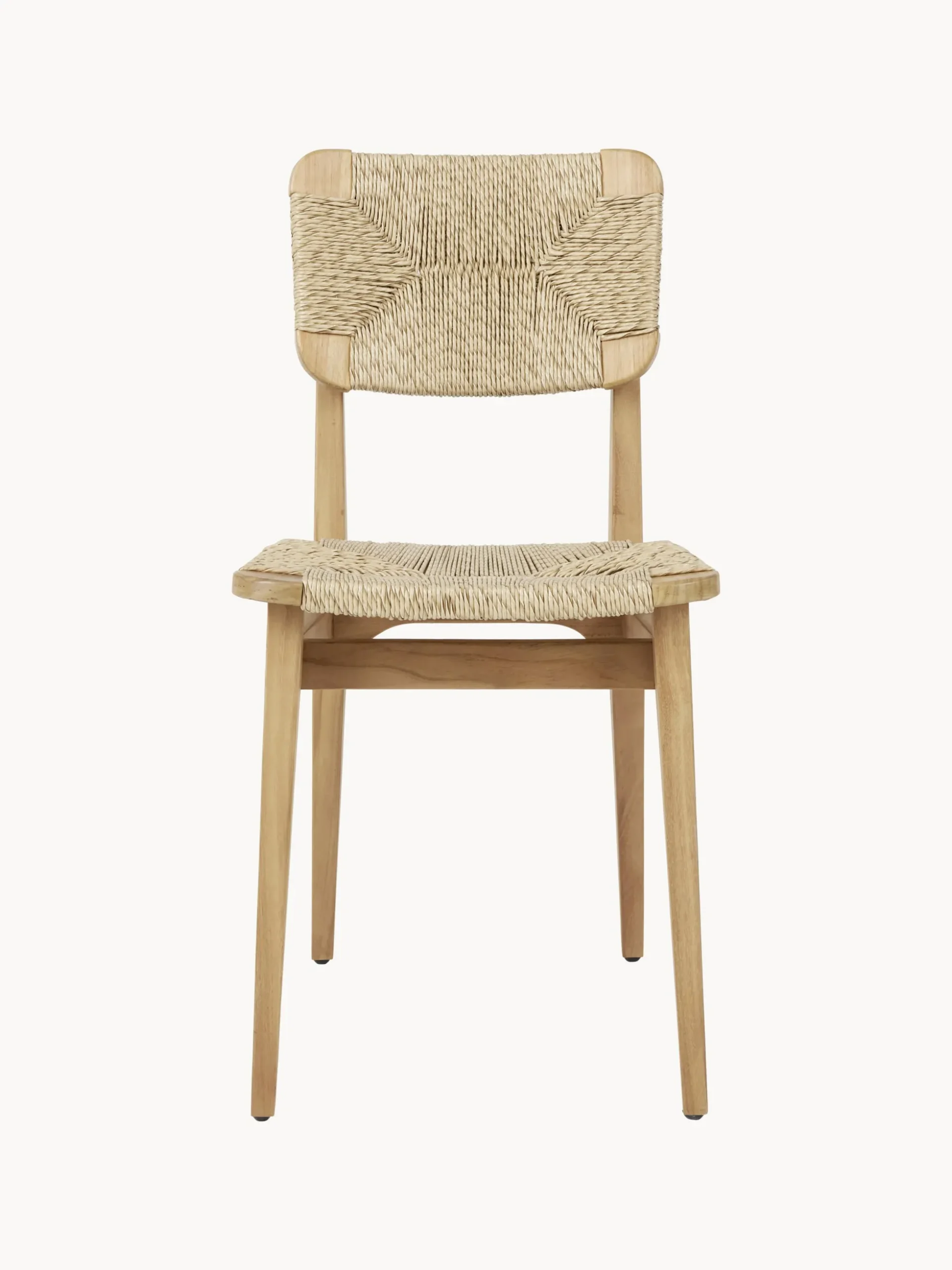 Sedia da giardino in legno di teak con seduta e schienale intrecciati C-Chair
