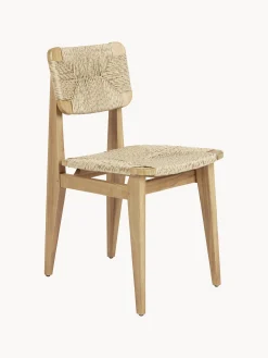 Sedia da giardino in legno di teak con seduta e schienale intrecciati C-Chair