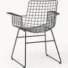 Sedia da pranzo con braccioli in metallo Wire