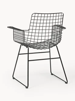 Sedia da pranzo con braccioli in metallo Wire
