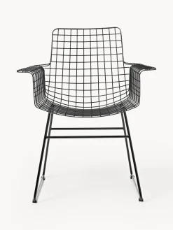 Sedia da pranzo con braccioli in metallo Wire