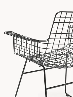 Sedia da pranzo con braccioli in metallo Wire