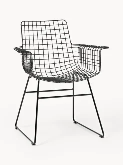 Sedia da pranzo con braccioli in metallo Wire