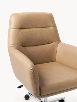Sedia da scrivania in ecopelle con braccioli Benson, regolabile in altezza