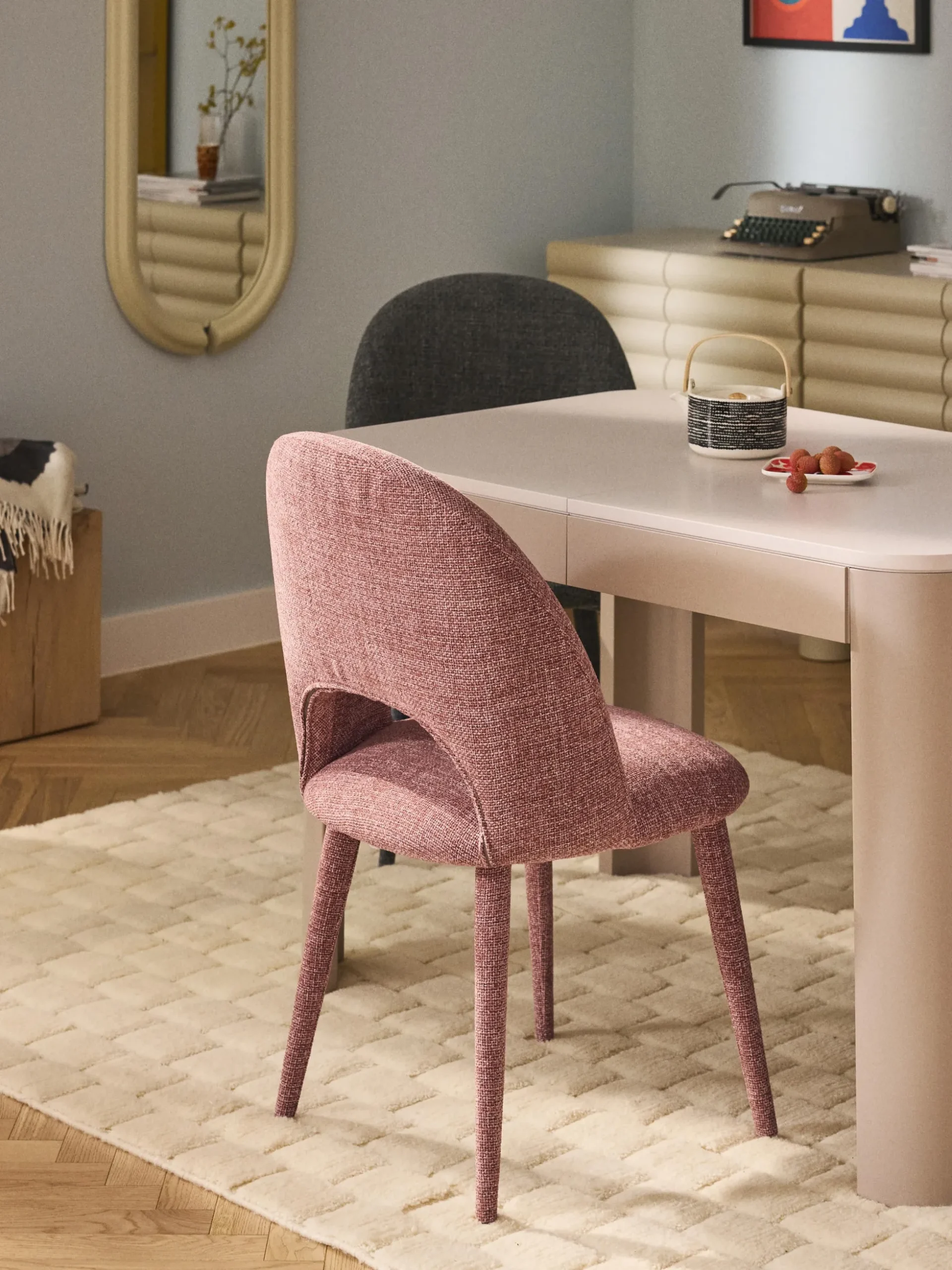Sedia imbottita con effetto tweed Rachel
