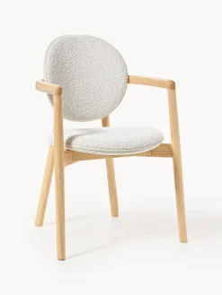 Sedia in legno con rivestimento bouclé Maia