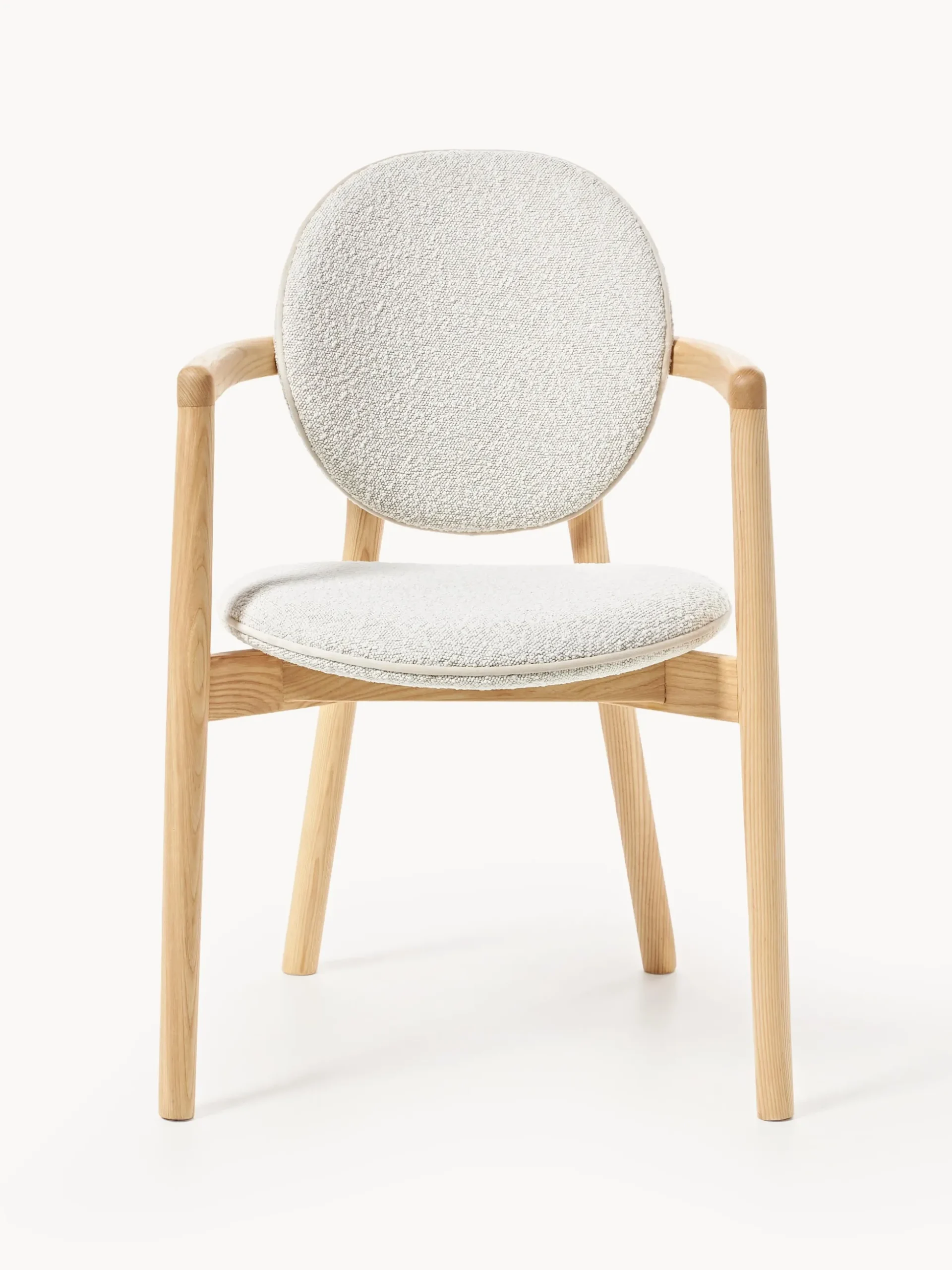 Sedia in legno con rivestimento bouclé Maia