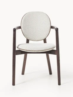 Sedia in legno con rivestimento bouclé Maia
