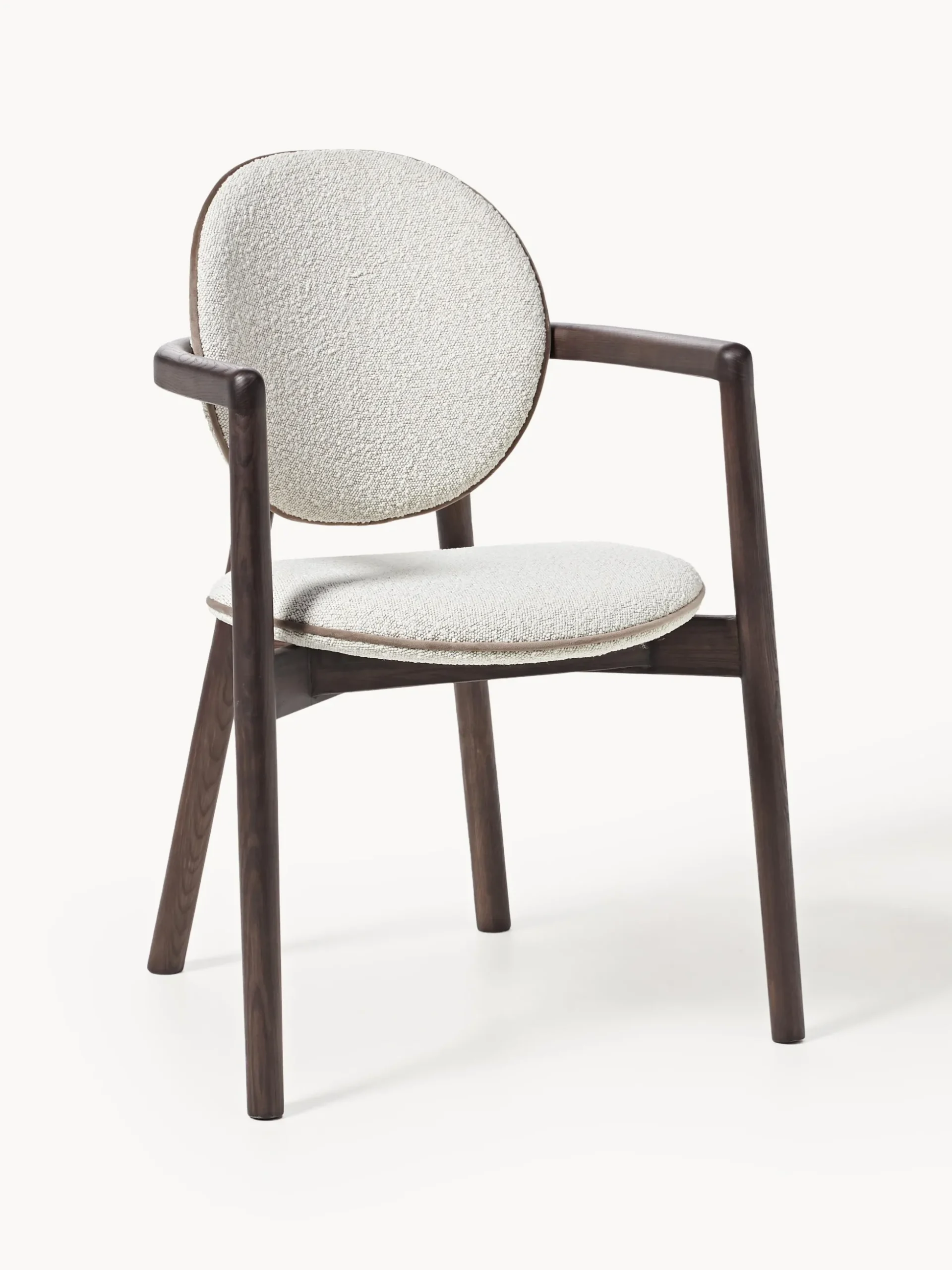 Sedia in legno con rivestimento bouclé Maia